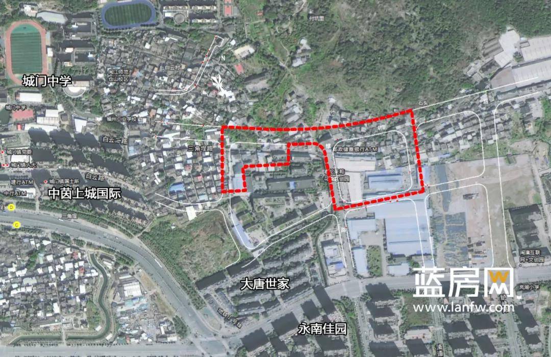 8亩 用地范围 涉及福州市仓山区城门镇的白云村,共计1个镇1个行政