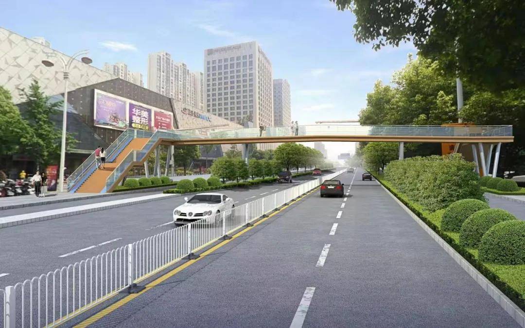 泰州万达过街天桥开建了