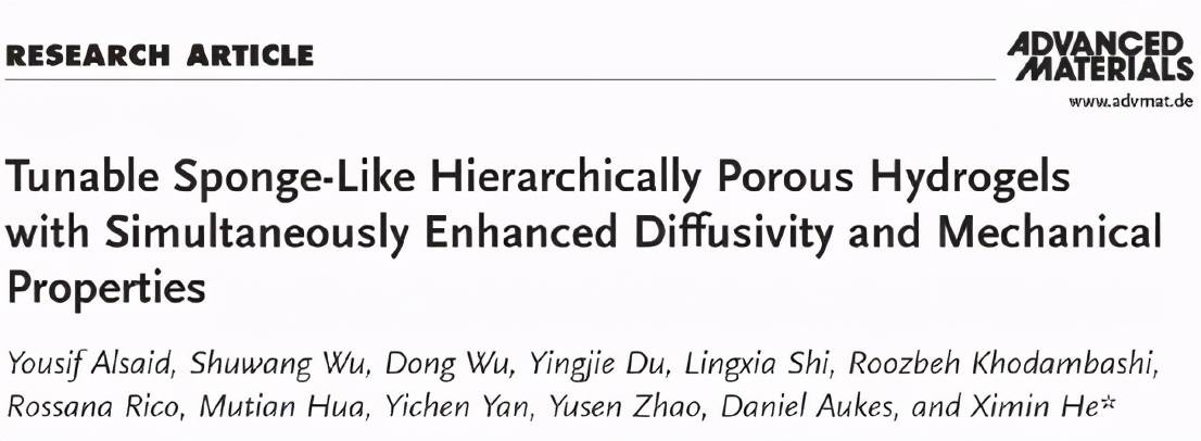 原创ucla贺曦敏先进材料可调节的类似海绵的分层多孔水凝胶