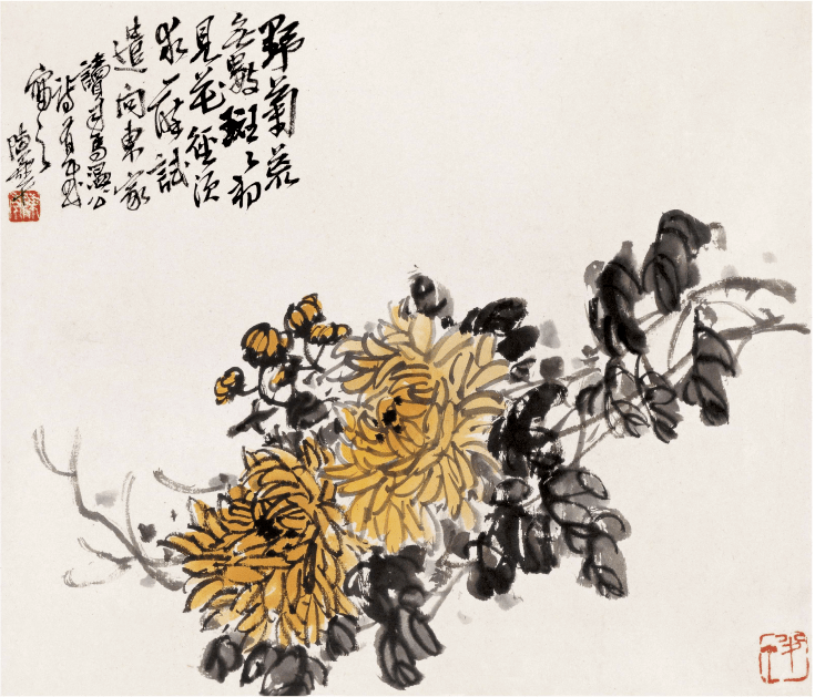 陳半丁 花卉雙幅 陈半丁花卉小品，干净，雅致！_搜狐网