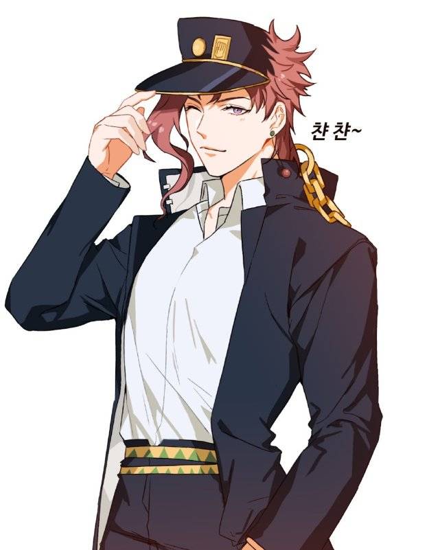 Jojo 画师笔下的花京院 虽然丢失了大卫线 但是很惹人爱 承太郎