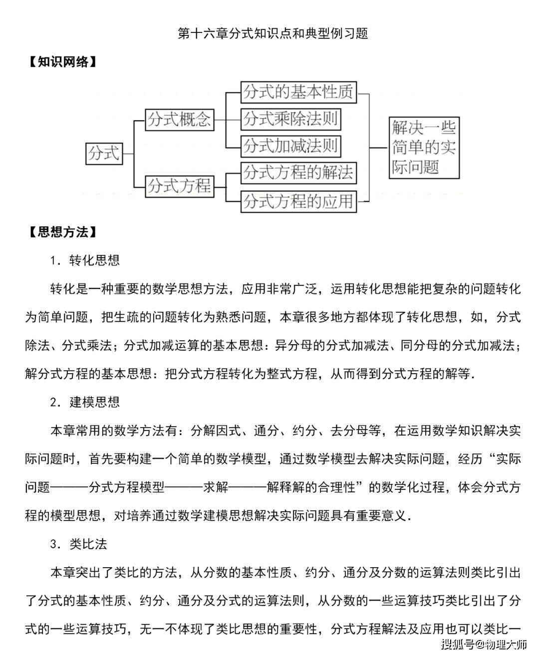 初中数学 分式专题复习 知识点梳理和典型例习题 都更新