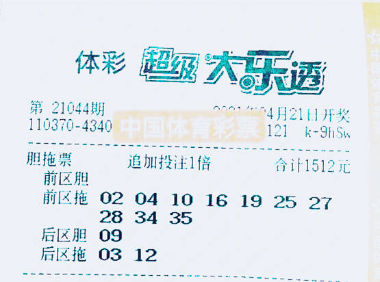 大乐透21044期晒票27万元组合票再现勇气可嘉