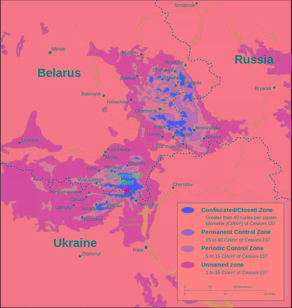 切尔诺贝利辐射范围图片