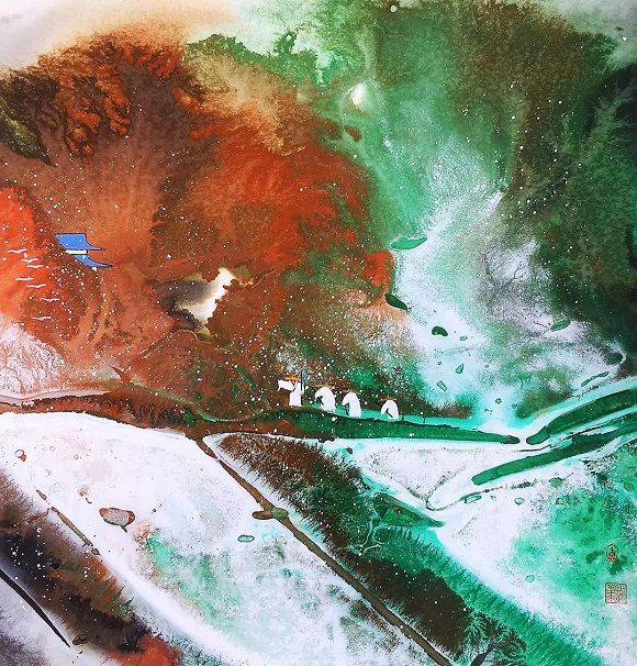 走近泼墨重彩画家蔚芸刘康