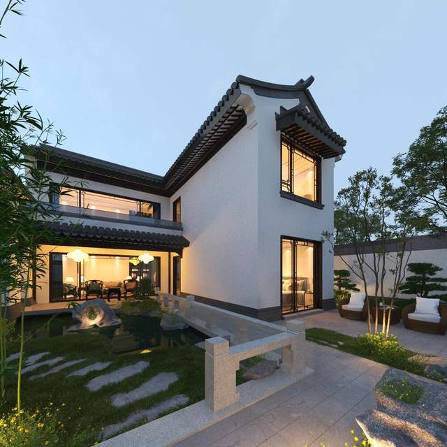 四水归堂的中式别墅配上柴火房意境烟火气都有了