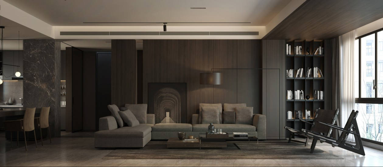 闰年全屋高定丨梦想生活家胡桃木饰面的轻奢住宅从细节处打动人心