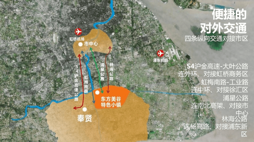 及南奉公路另有金海公路,浦星公路,林海公路s4沪金高速可达虹桥国际