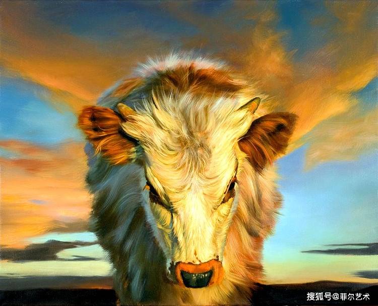 肉質画【牛】油彩画 美国画家Teresa Elliott - 【牛】油画作品欣赏