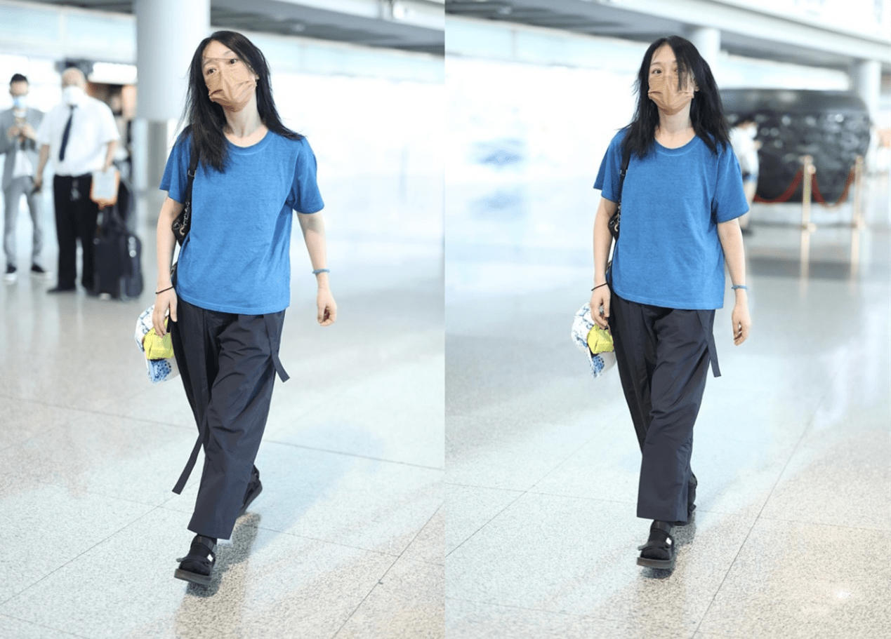 黑色|周迅私服穿得真随便,衣服松垮有些显胖,感觉不像个精致的女明星