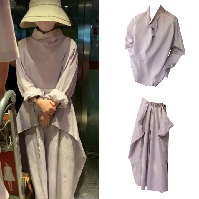 赵丽颖|赵丽颖产后机场首秀，穿3千6衬衣配3780半裙，戴渔夫帽美得认不出