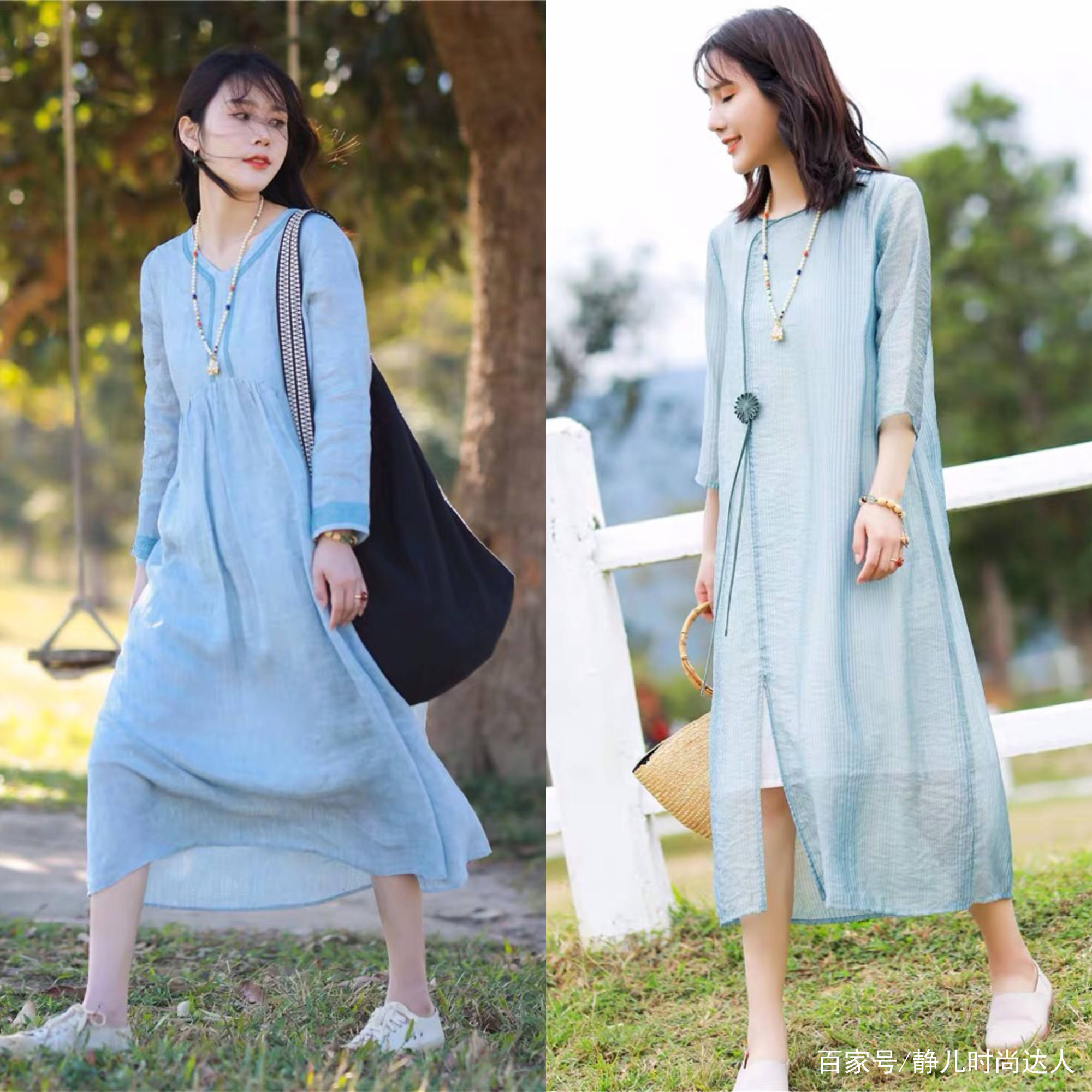 面料|纯色连衣裙，简单美丽，费心搭配效果都追不上TA！