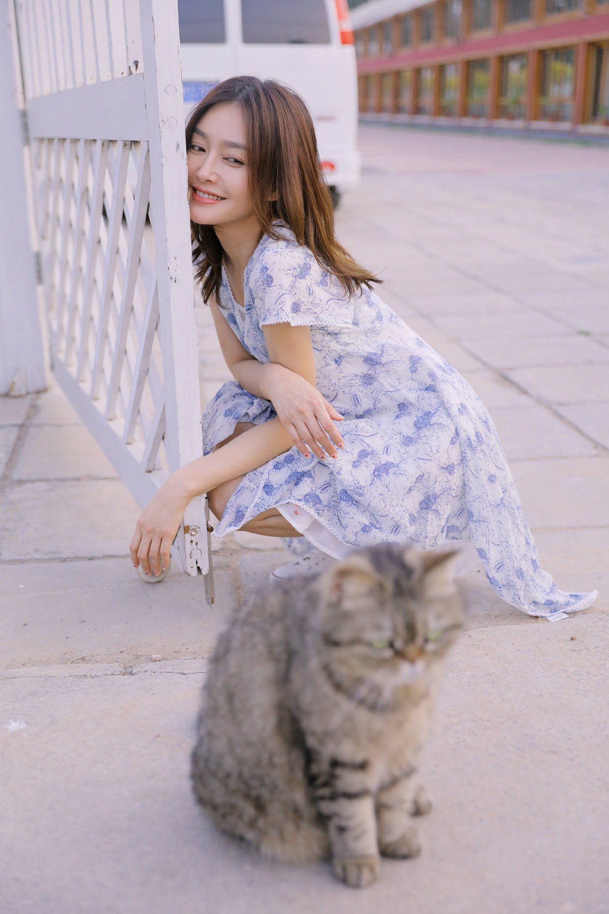 条纹|不愧是“白月光”，41岁秦岚少女碎花裙甜美俏皮，美回校园初恋