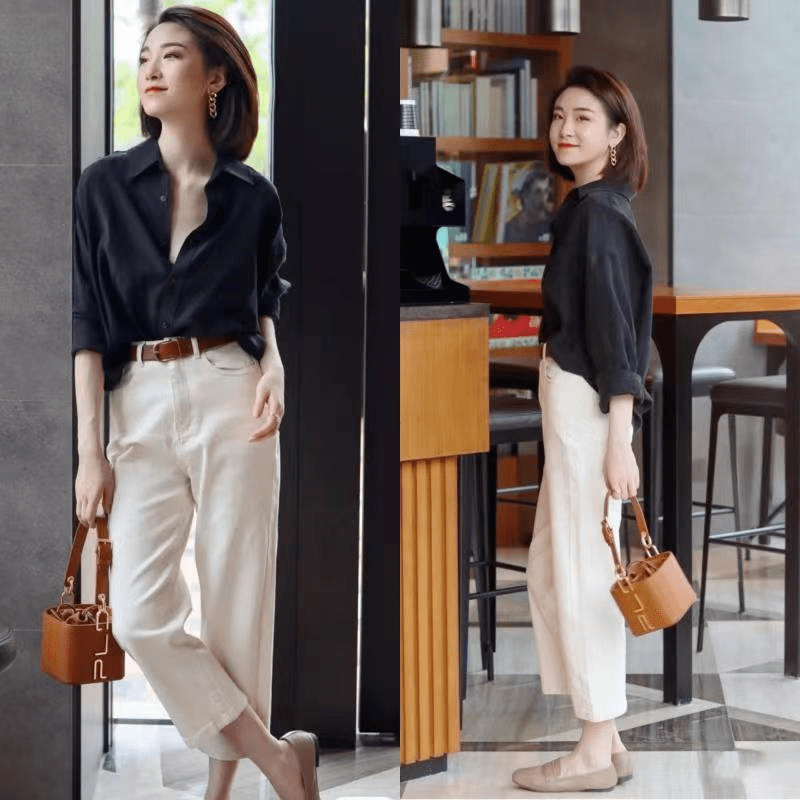 示范|知性、时髦又气质!8套衬衫简约穿搭示范,上班装就该这么穿