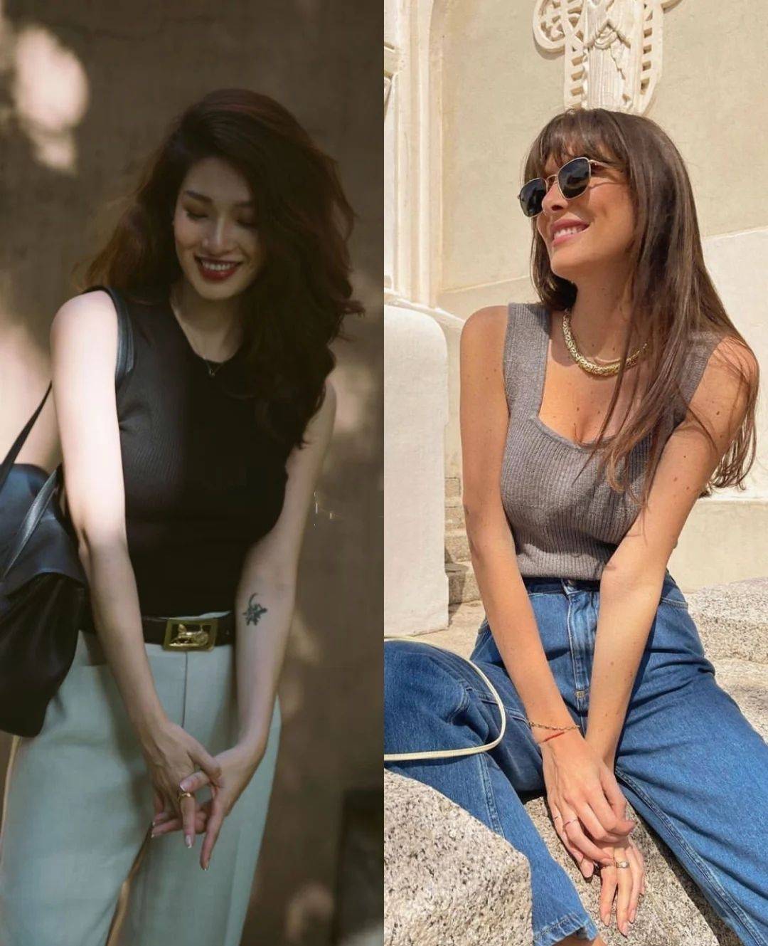 身材|夏季要学会“露肤”，3种背心穿搭方式，洋气又清凉