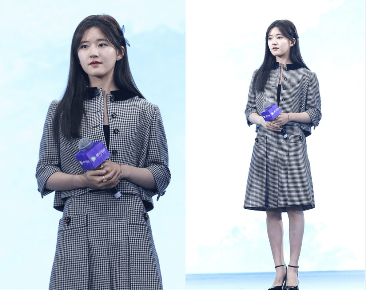 显得|赵露思生图与精修图没差啥，虽然穿长裙显得腿有点粗，好在挺耐看