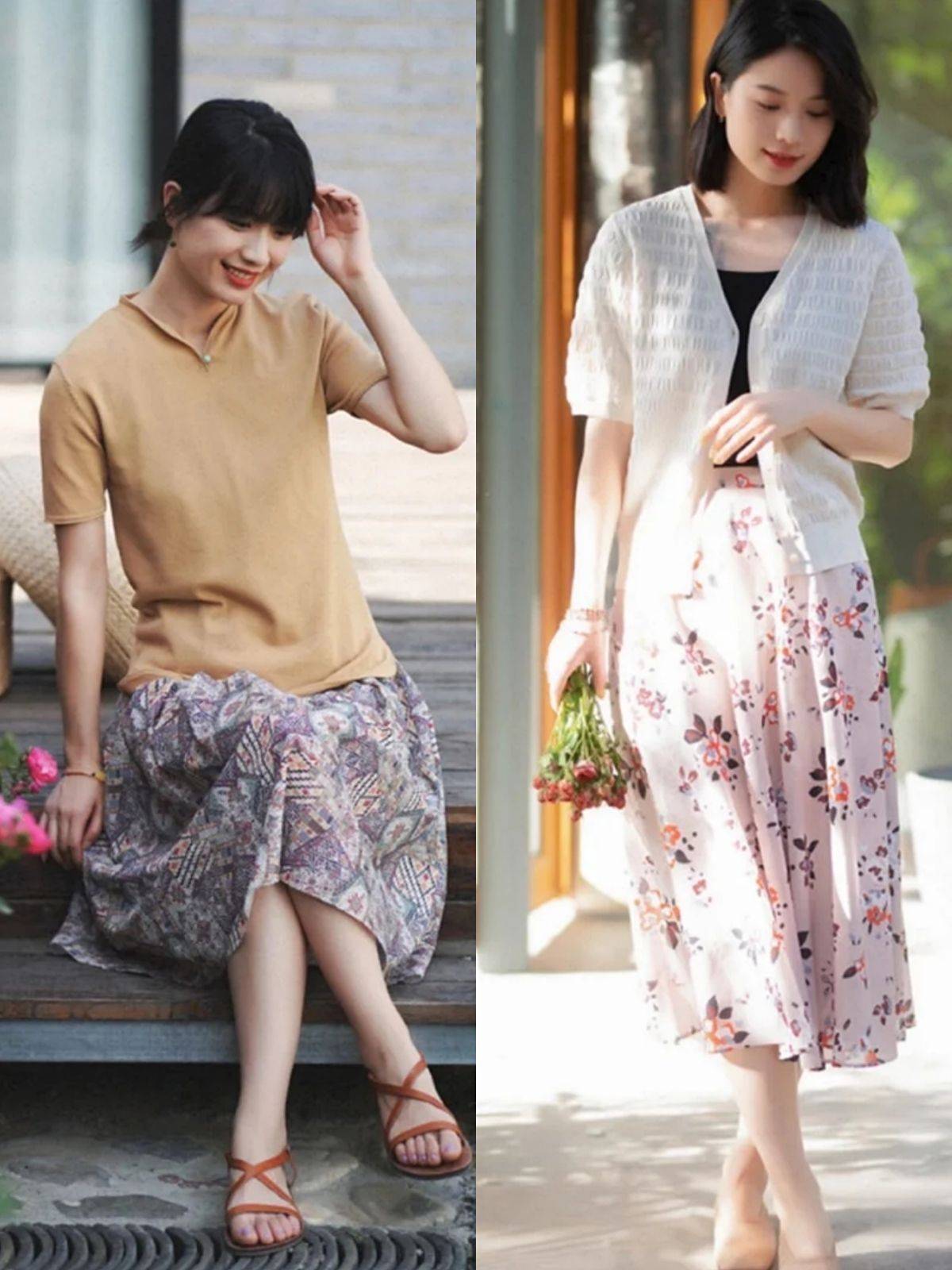 上衣|夏季穿半裙时多点“小心思”，40岁女人会更气质，优雅不失女人味