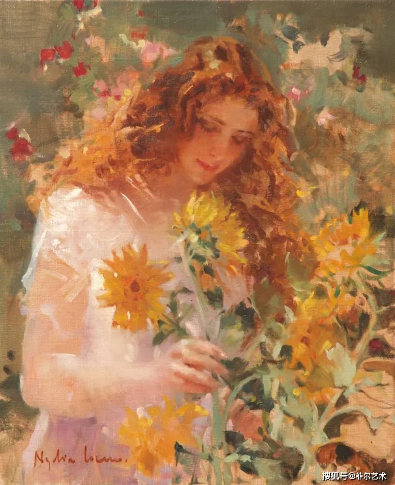 西班牙女画家尼迪亚洛萨诺画笔下像花一样绽放的美丽女子