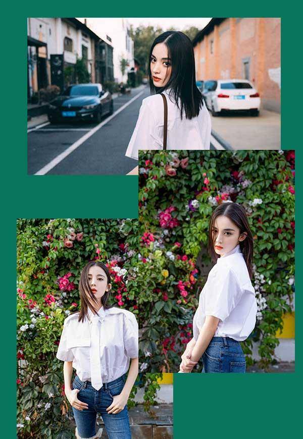 身材|娜扎暴露了穿搭小心机,把v领当斜肩穿时尚又显上镜脸,锁骨很美