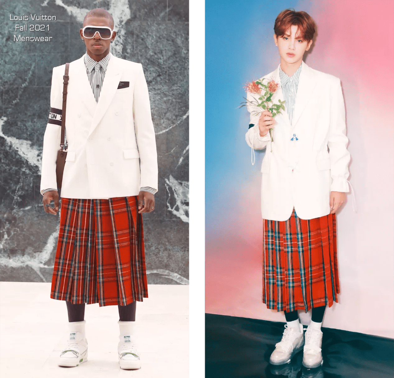 内卷|吴亦凡带火的裙装look还不过时？格纹蕾丝一样不少，丝毫不觉阴柔