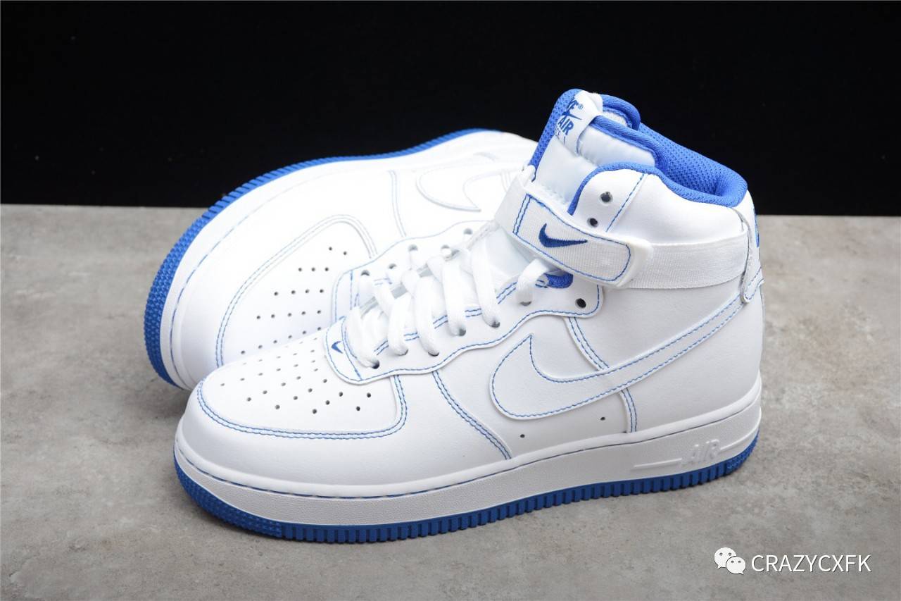 测评盘点|耐克 Nike Air Force 1 High 空军一号纯白蓝色缝线运动鞋