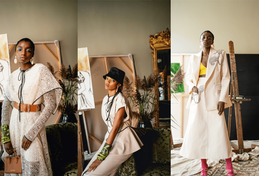 黑色|Bibhu Mohapatra 2021春夏,黄绿色很亮眼,用在裙装中惹人喜爱