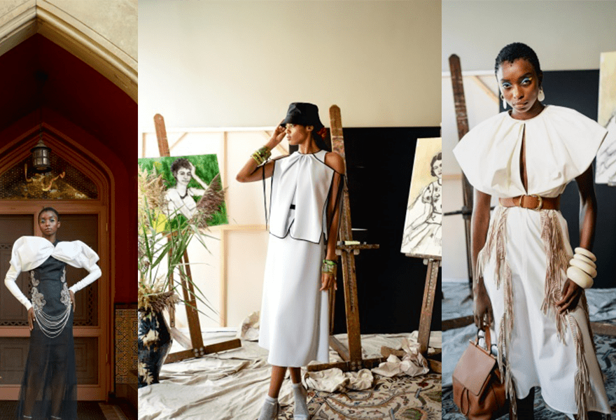 黑色|Bibhu Mohapatra 2021春夏,黄绿色很亮眼,用在裙装中惹人喜爱