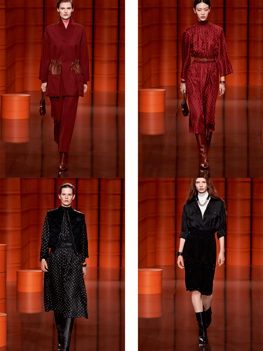 对比|Hermès 2021秋冬系列，很强的力量感，用深色调的颜色能够更好的营造