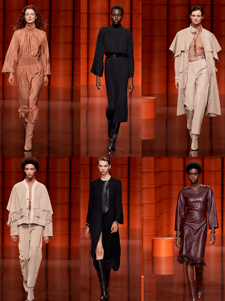 对比|Hermès 2021秋冬系列，很强的力量感，用深色调的颜色能够更好的营造