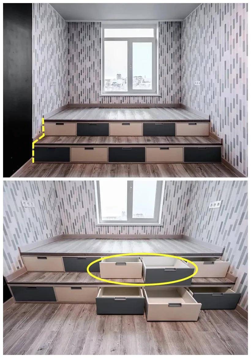 要是条件允许榻榻米也定制成阶梯式比传统布局要考虑周到