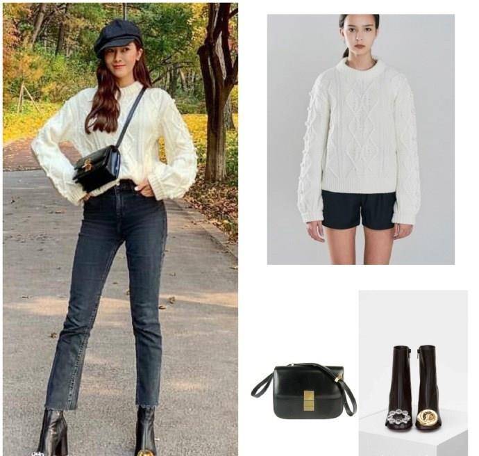 黑色|郑秀妍一下变这么高，毛衣紧身裤穿出两米大长腿，这哪是162卡皇