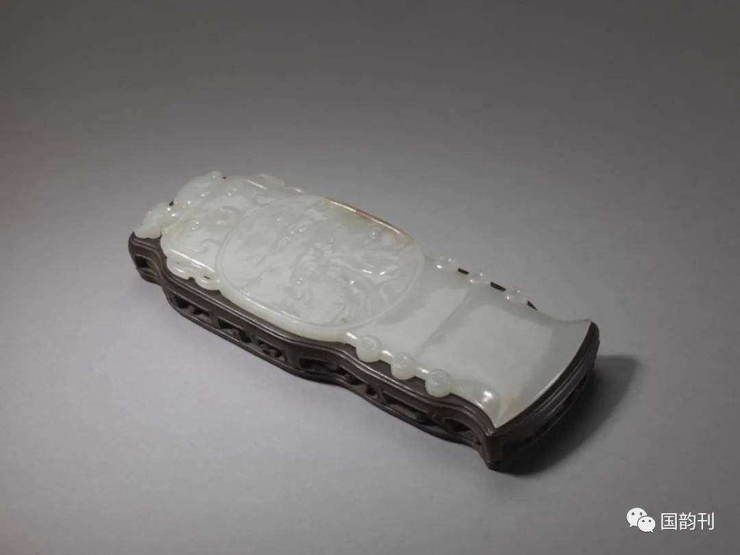 AU266 翡翠卷足墨床・玉墨台・砡墨架☆中国古玩書道具文房具玉底座