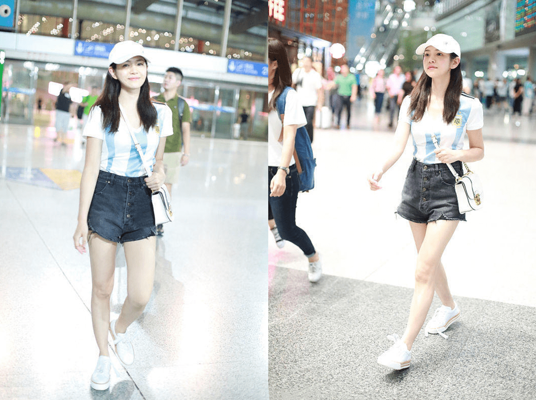 都能|陈妍希脸蛋肉肉的但腿好细,一身打扮随性慵懒,看着真不咋胖