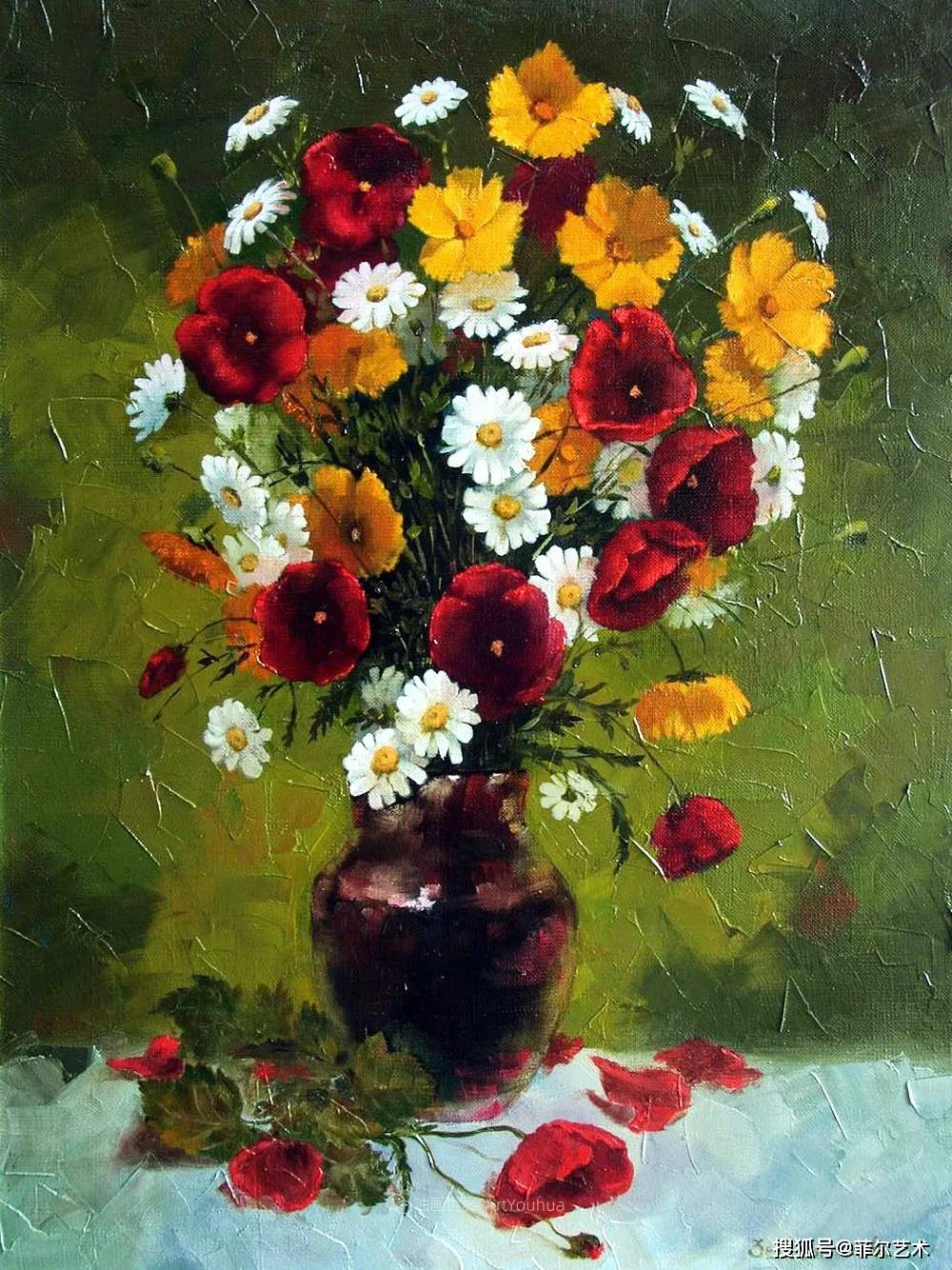 油画与水粉的交融不一样的花卉是不是有不一样的感受