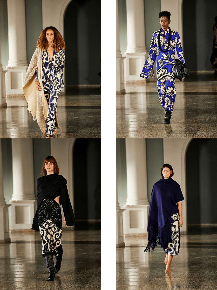 对比|Johanna Ortiz 2021秋冬系列，深色为底的浅色印花图案，让秋冬浪漫又实用美观