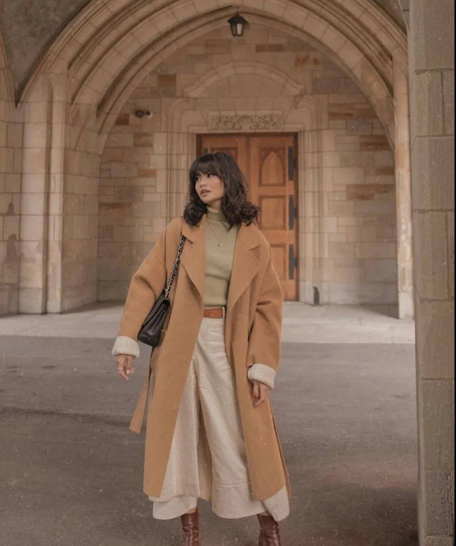 黑色|三木又把“驼色大衣”带火了,这样来搭,时髦保暖又显贵,真美