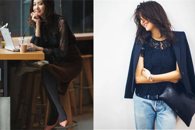 右图|秋风乍起，如何让蕾丝上衣去掉性感的标签，穿出优雅知性
