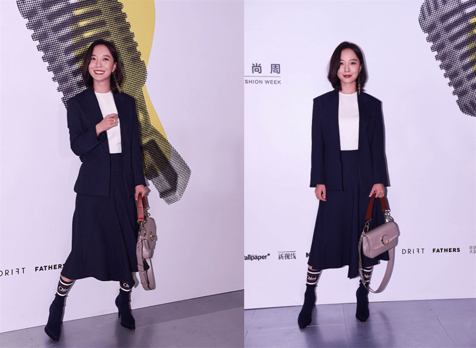 都能|王珞丹这衣服真挺显壮的，可配上修身裙好有韵味，脏粉色真适合她