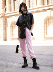 廓形|大幂幂穿搭课堂 PU单品的完美出街教程