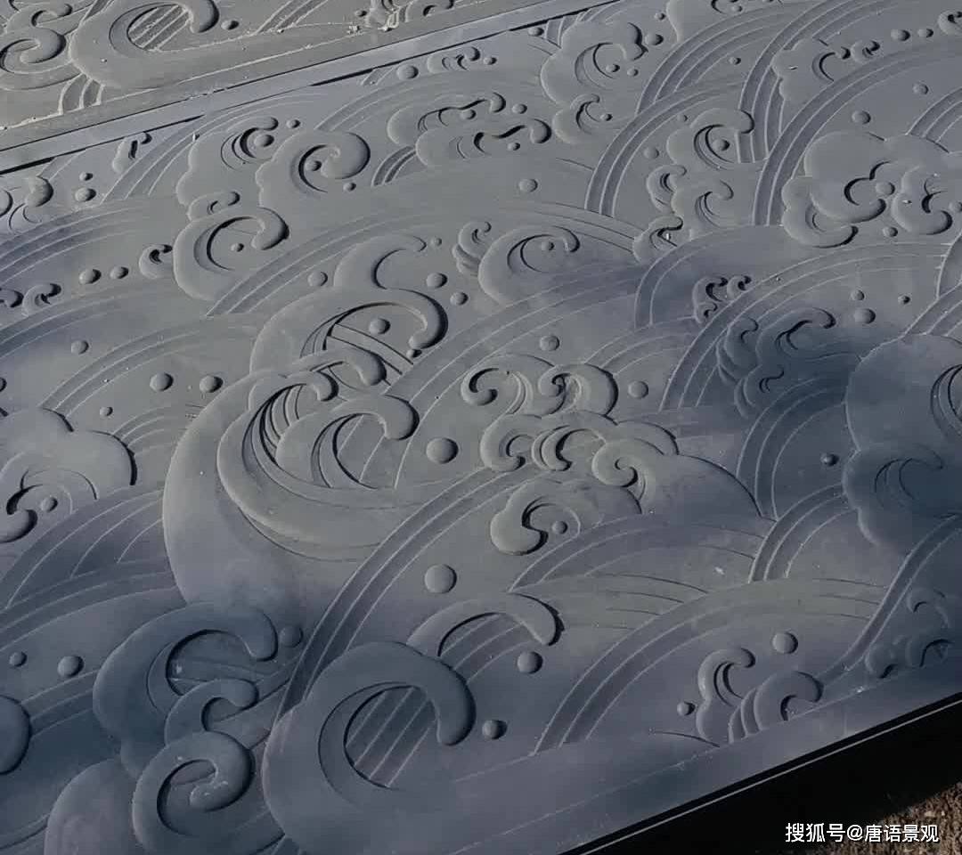 中式建筑仿古文化砖水波纹地雕安装