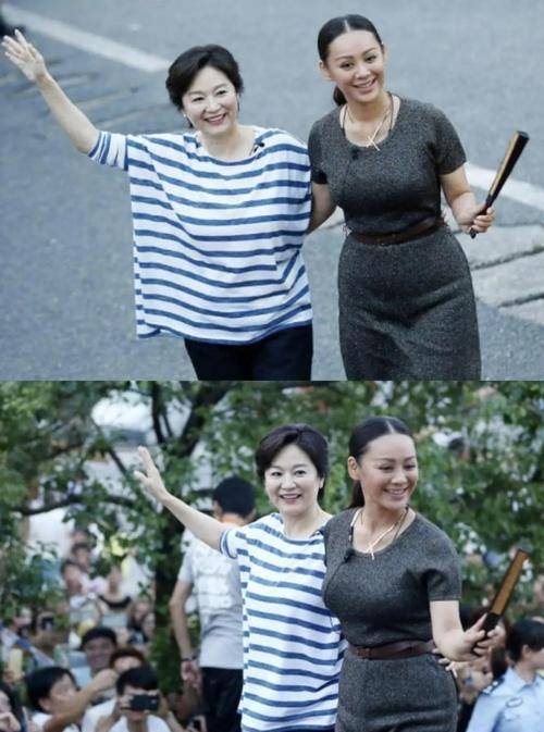 黑色|年过半百的宁静太敢穿了，灰色连衣裙配长裤，尽显傲人性感曲线