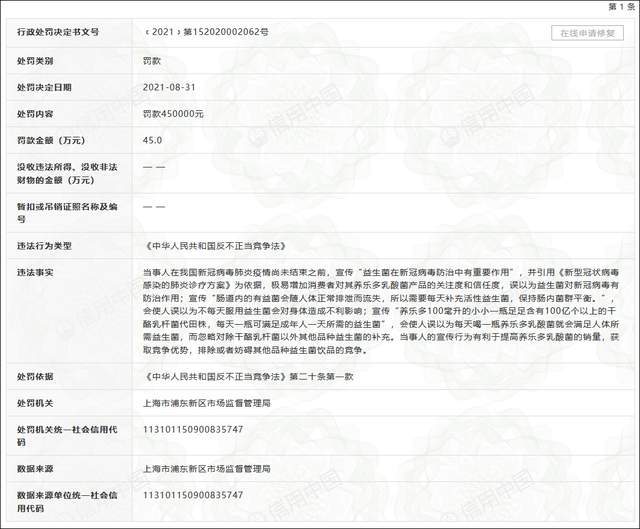 竞争|宣传益生菌可防治新冠病毒，养乐多被罚45万