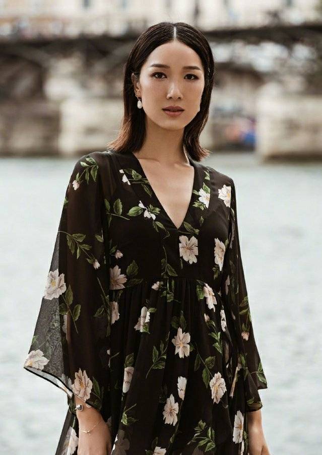 身材|36岁李亚男身材真好，穿开叉印花长裙秀大长腿，这身材绝了