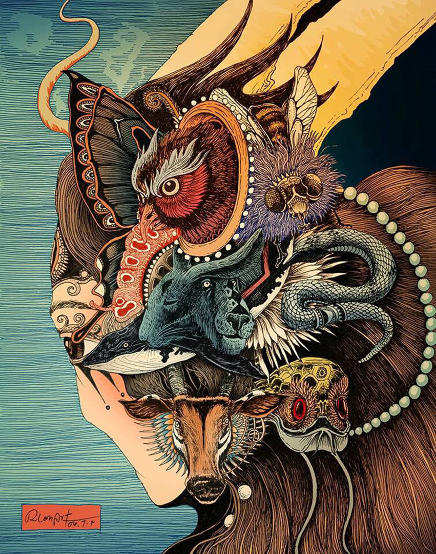 视觉|取材于《山海经》的国风插画,作品风格极具视觉冲击力