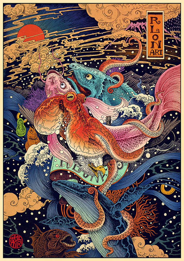 视觉|取材于《山海经》的国风插画,作品风格极具视觉冲击力
