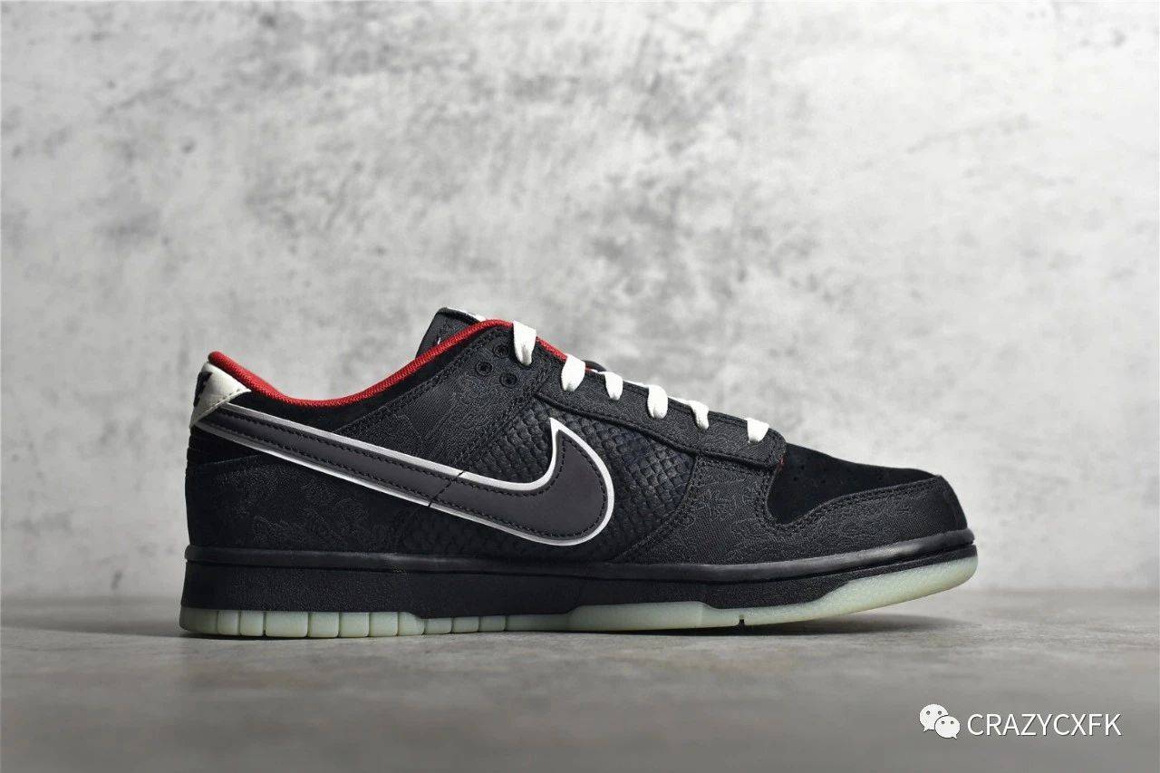 lpl x nike sb dunk low lol 黑红丝绸龙纹夜光运动板鞋_鞋子