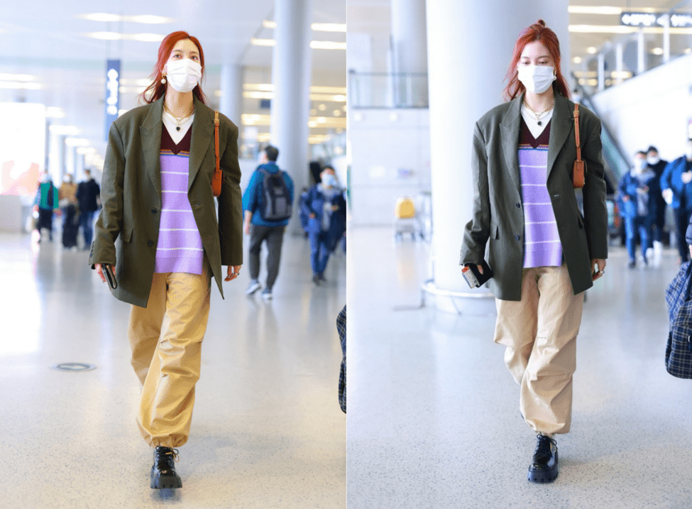 黑色|宋妍霏的气场也不容小觑，穿西装都跟别人不一样，渐变色太抢镜