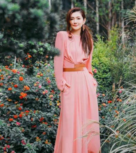 腰肢|任家萱变得更美了，穿一袭粉裙出场尽显少女感，根本不像是39岁