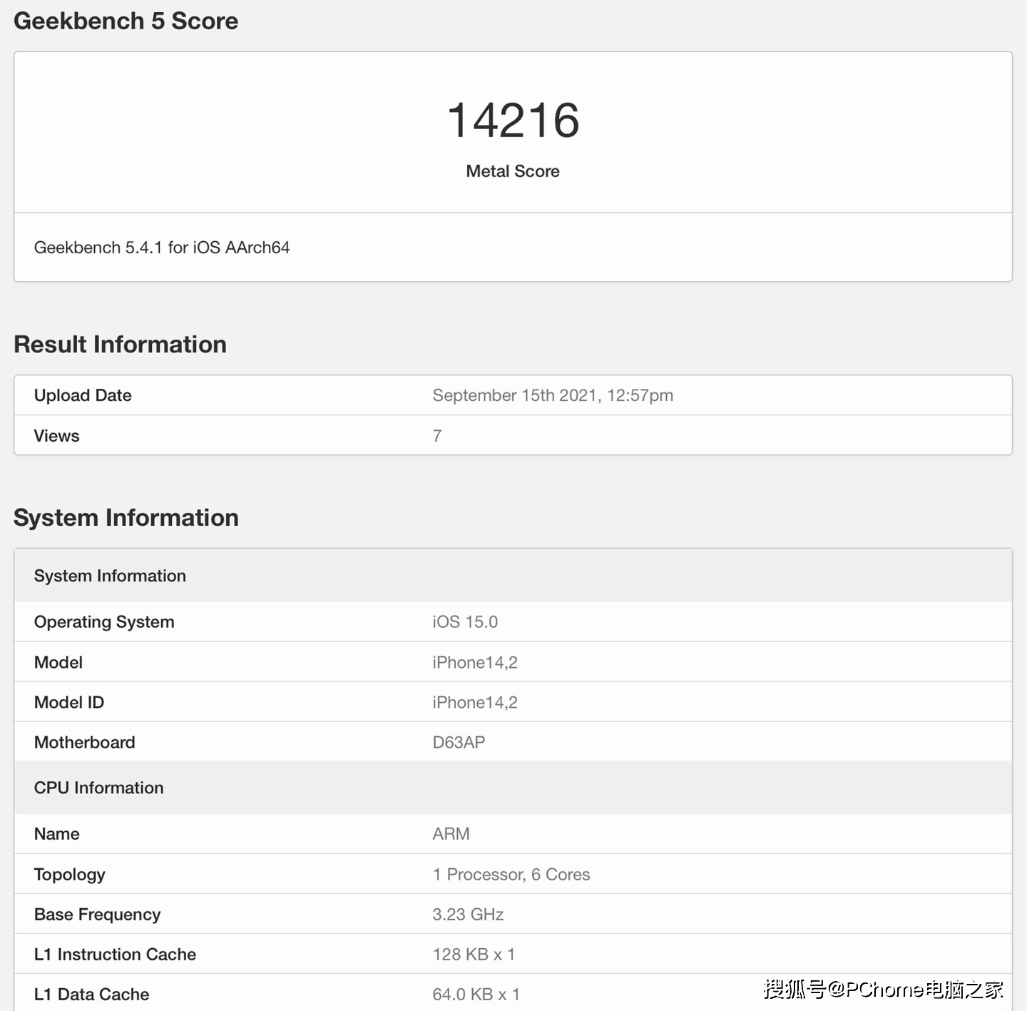 苹果|iPhone 13 Pro现身Geekbench：总分数为14216