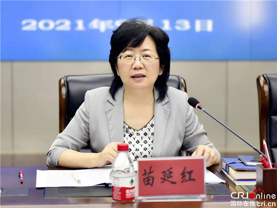 海南省司法厅党委书记,厅队伍教育整顿领导小组组长苗延红主持会议